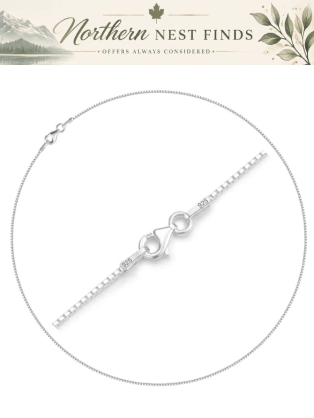 Sterling Silver Box Chain Necklace 1mm Dainty Layering 18 Inch